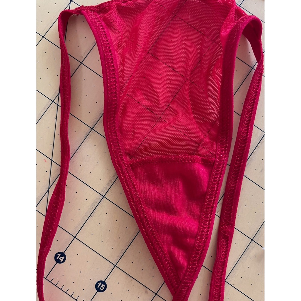Red and black strappy 2 pc lingerie teddy mesh lace babydoll sexy size S/M - Picture 7 of 7